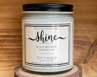 Inspirational Soy Candle, Shine Soy Candle, Scripture Soy Candle, Christian Soy Candle, Matthew5:16 Candle, Religious Candle