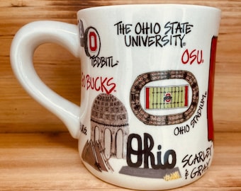 Licensed Ohio State, Buckeyes Collegiate Coffee Mug with my Hand Poured,  Soy Candle, Choose Your Scent