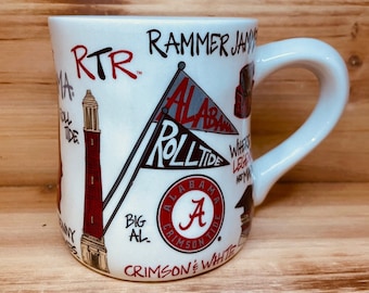 Licensed University of Alabama, Ceramic Coffee Mug with my Hand Poured, Soy Candle, Choose Your Scent
