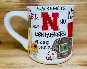 Licensed University of Nebraska, Ceramic Coffee Mug with my Hand Poured, Soy Candle, Choose Your Scent