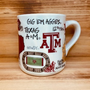 Licensed Texas A&M Aggies Collegiate Coffee Mug with my Hand Poured, Soy Candle, Choose Your Scent