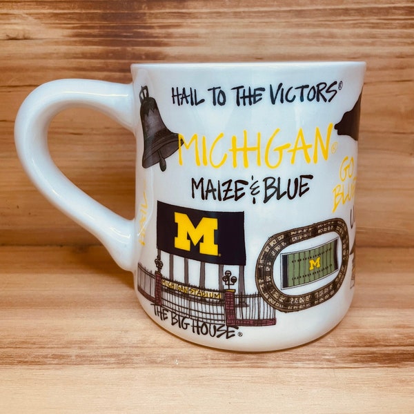 Licensed University of Michigan, U of M, Wolverines Ceramic Coffee Mug with my Hand Poured, Soy Candle, Choose Your Scent