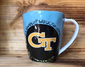 Coffee Mug NCAA Georgia Tech Yellow Jackets NEW 15 ounce cup with gift box black 