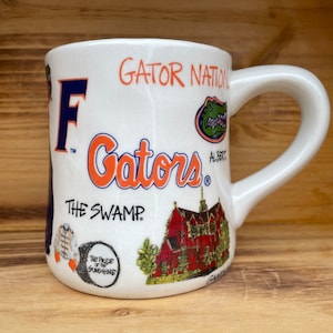 Licensed University of Florida, Gators Collegiate Coffee Mug with my Hand Poured, Soy Candle, Choose Your Scent