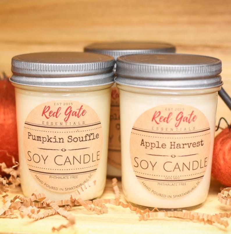 Lot of 3 Soy Candles in 8 Oz Jars Hand Poured and Highly Etsy
