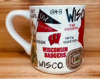 Licensed University of Wisconsin, UW Badgers Collegiate Coffee Mug Soy Candle, Hand Poured, Choose Your Scent
