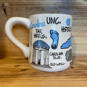 Licensed University of North Carolina Tarheels Collegiate Coffee Mug with my Hand Poured, Soy Candle, Choose Your Scent