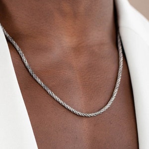 Sterling Silver Chain Necklace Men Wide Black Oxidized  - Chunky Thick Round Masculine Chain - Birthday Gift for Him  SN00176
