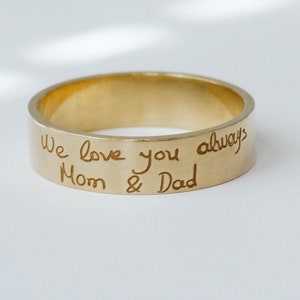 Handwriting Ring Custom Engraved Personalized Kids Name - Customized Keepsake - Birthday Gift for Mom - Mothers Day Gift SR00001