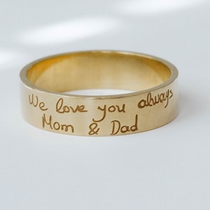 Handwriting Ring Custom Engraved Personalized Kids Name Sterling Silver - Customized Keepsake - Birthday Gift for Mom - SR00001