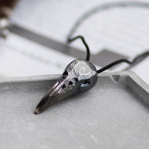Raven Skull Necklace Men - Bird Crow Skull Pendant Gothic Sterling Silver Oxidized Black - Viking Jewelry Birthday Gift for Him  SN00151