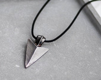 Arrowhead Necklace Sterling Silver for Men - Arrow Pendant Black Oxidized Brutalist - Birthday Gift for Him - SN00154