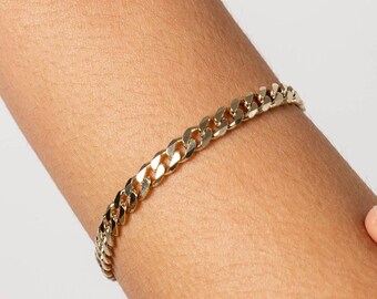 Curb Link Chain Bracelet Women Sterling Silver 5mm - Wide