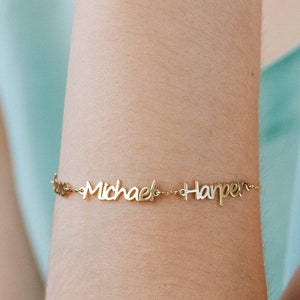 Personalized Jewelry Kids Name Bracelet  - Custom Couples Bff Mother Bridesmaid Gift Sterling Silver - Birthday Gift SB00007