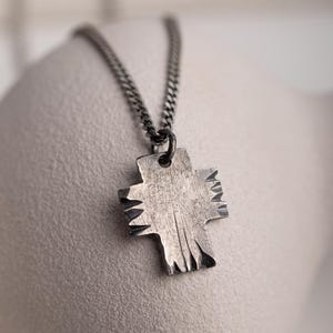 Rustic Cross Necklace Men Oxidized Silver - Sterling Silver Cross Pendant - Religious Gift for Him SN00242