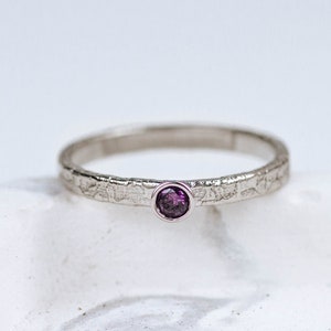 February birthstone ring in sterling silver
