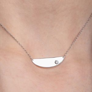 Half Moon Necklace Sterling Silver - Half Circle Crescent Semi Circle Minimalist - Birthday Gift for Girlfriend Ulalajewels SN00141