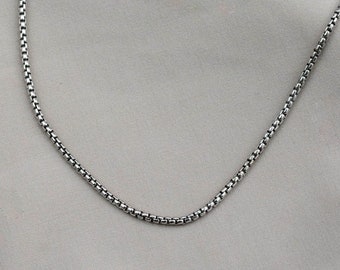 Collier chaîne à maillons ronds pour homme, argent sterling oxydé, superposition noire - Cadeau d'anniversaire pour petit ami pour papa - SN00175