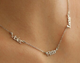 14k Gold Sterling Silver Wedding Jewelry Small Triple Monogram Necklace Initial Necklace Name Necklace Vermeil