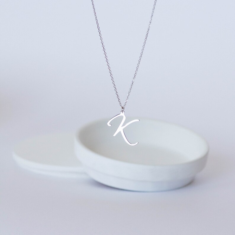 Gift for Her SN0090 Initial Necklace Gold Custom Personalized Letter Monogram Sterling Silver