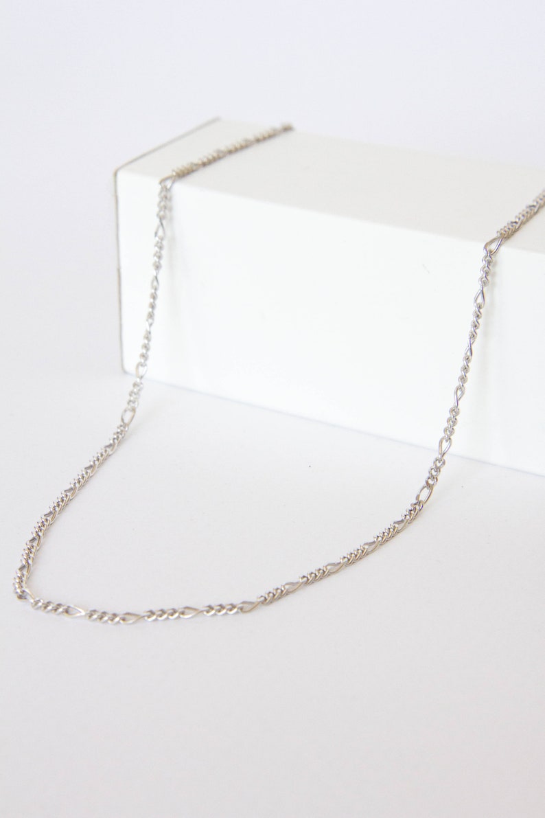 Chain Necklace Figaro SN0795 Dainty Choker Sterling Silver Gift for Girlfriend
