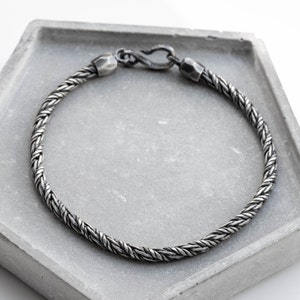 Silver Bracelet Men Chain Oxidized - Thick Round Chain Sterling Silver - Men Jewelry - Birthday Gift for Husband SB00074