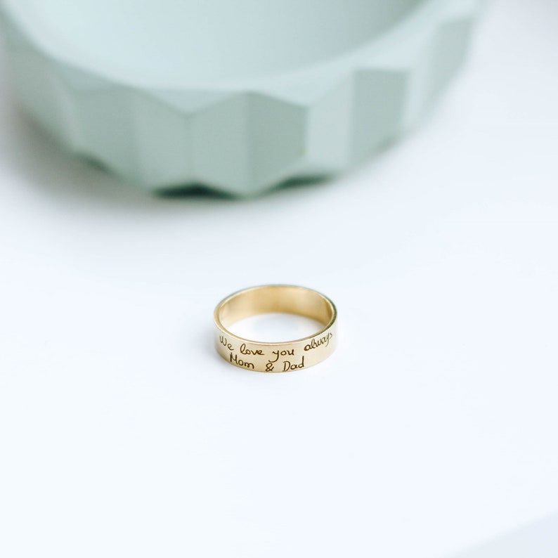Handwriting Ring Custom Engraved Personalized Kids Name Etsy