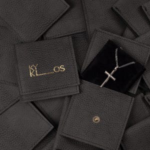 Black eco leather pouch for oxidized jewelry by Kyklos