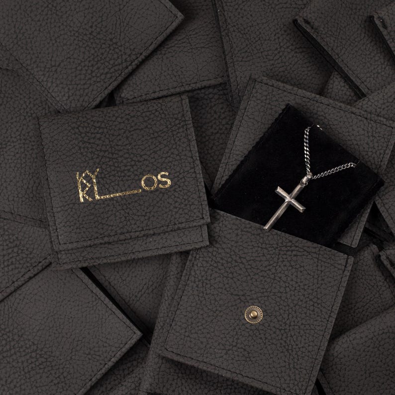 Black eco leather pouch for oxidized jewelry by Kyklos