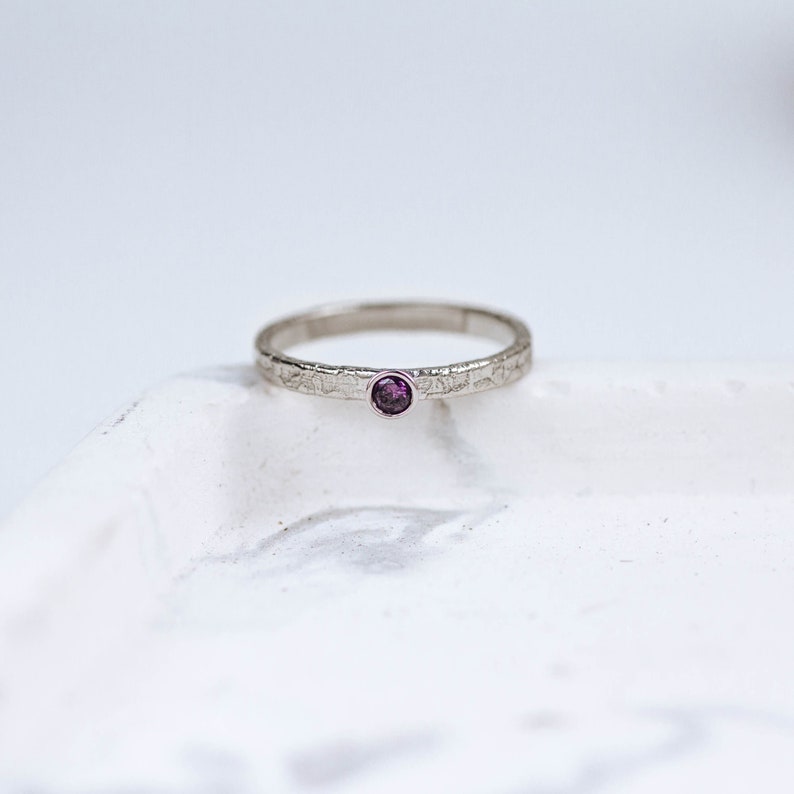 February birthstone ring in sterling silver