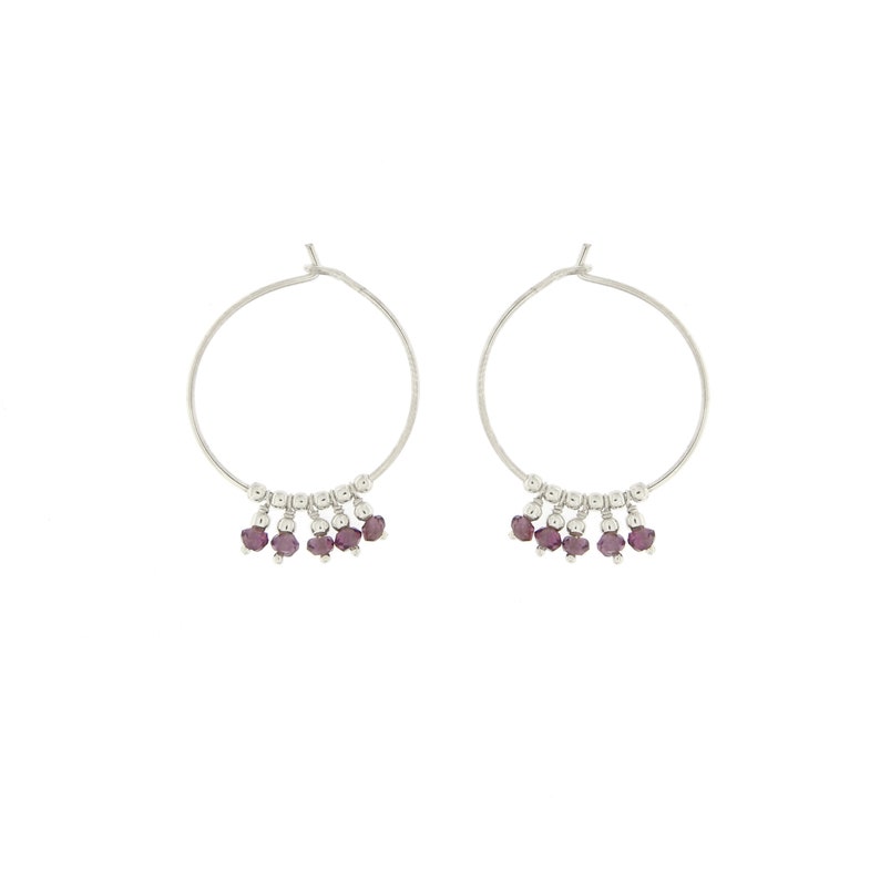 Modern Statement Earrings SE0789 Hoop Earrings Gemstones Boho Hoops Rose Gold Plated 25mm