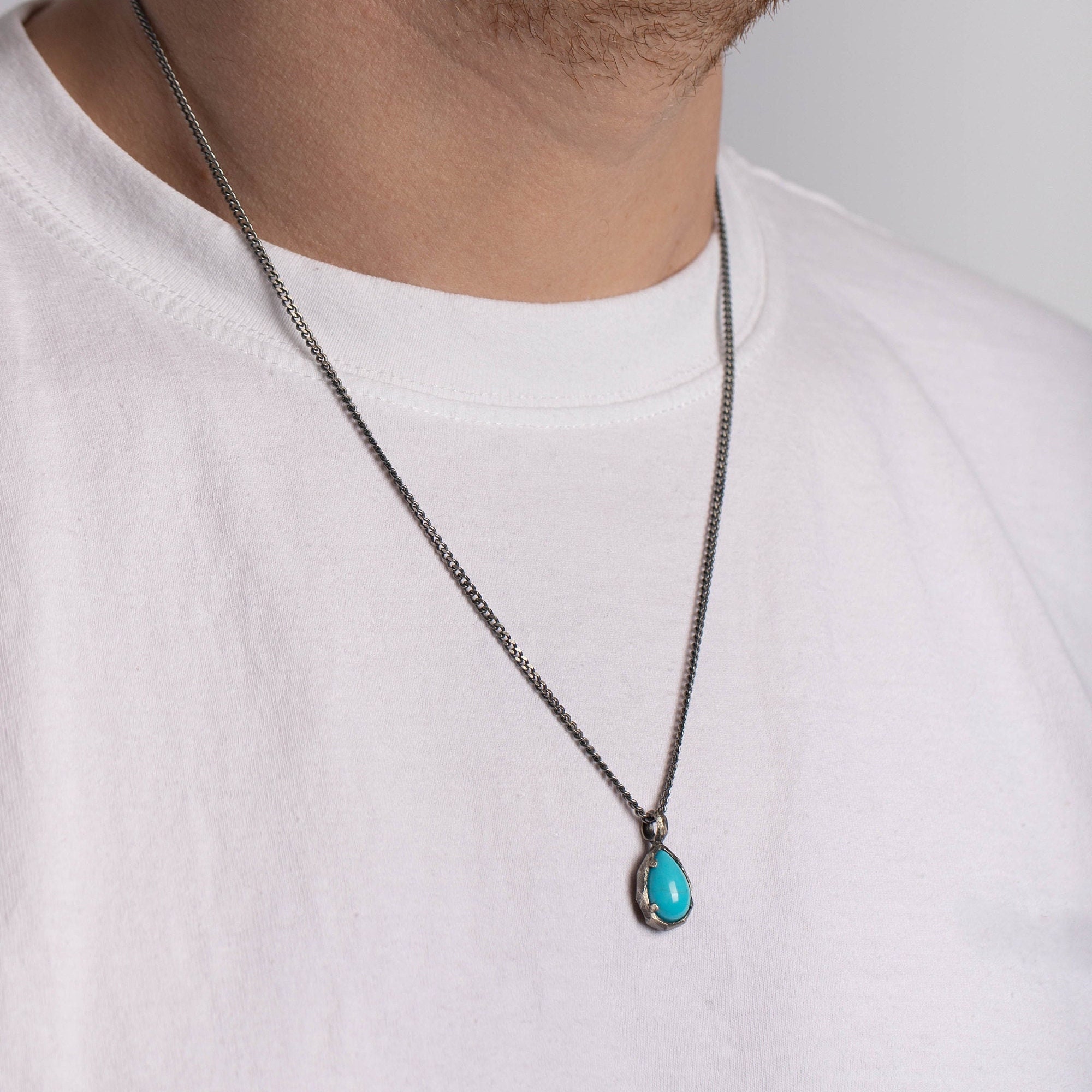 Sterling Silver Turquoise Twisted Cable Chain Necklace – Degs & Sal