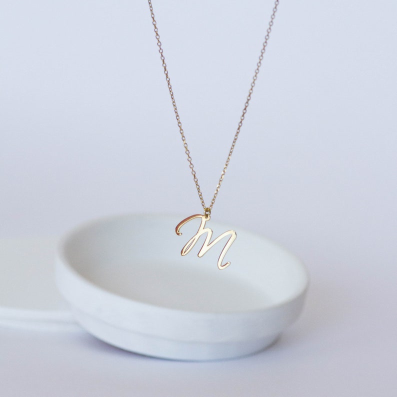 Gift for Her SN0090 Initial Necklace Gold Custom Personalized Letter Monogram Sterling Silver