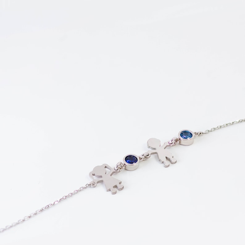 Birthday Gift for Mother Personalized Kids Birthstone Bracelet Sterling Silver Gift for Mom Family Bracelet Mothers Day Gift SB1028