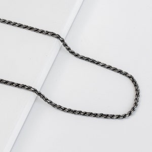 Rope chain necklace black oxidized silver