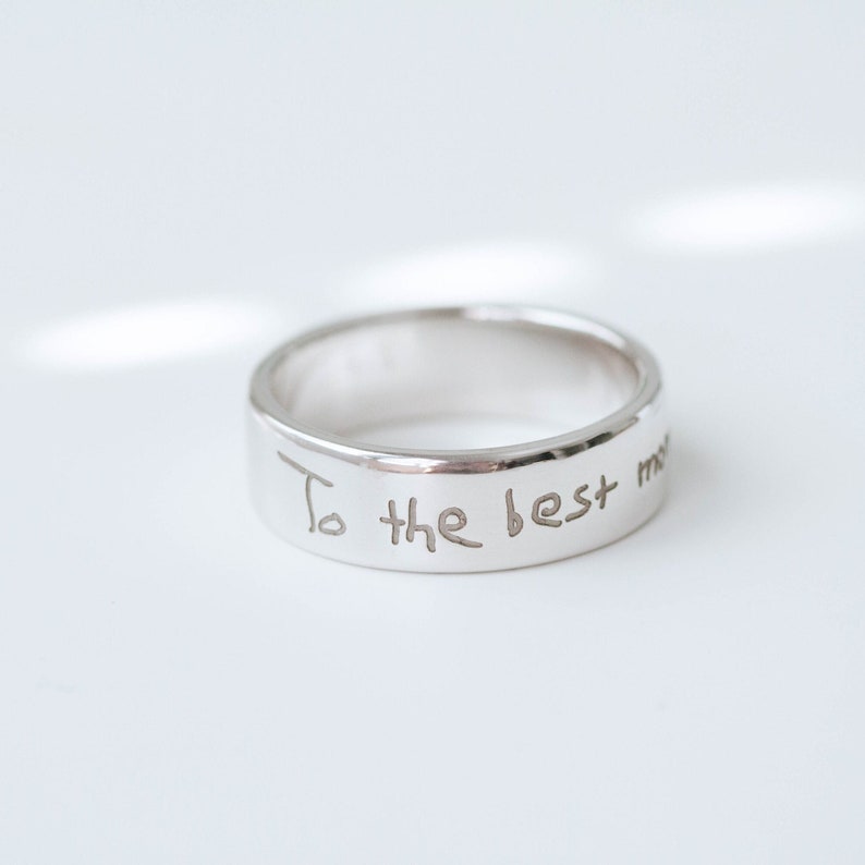 Kid's Actual Handwriting Ring - Custom Name Ring -  Personalized Signature Silver Band - Birthday Gift - Mothers Ring SR00001 