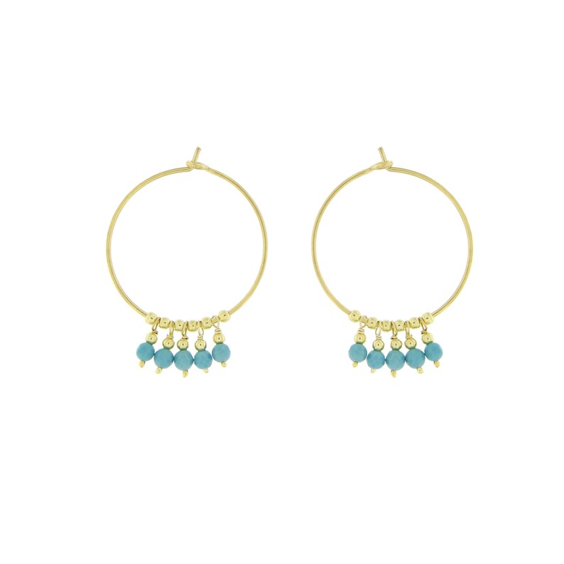 Modern Statement Earrings SE0789 Hoop Earrings Gemstones Boho Hoops Rose Gold Plated 25mm
