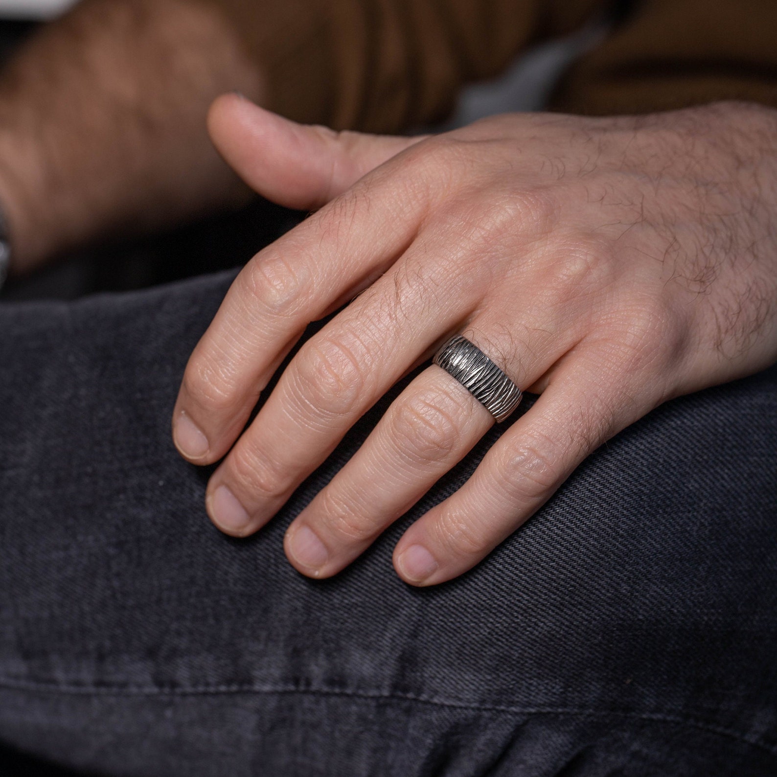 Brutalist Sterling Silver Band Ring – Chunky Oxidized Men's Ring (9mm ...