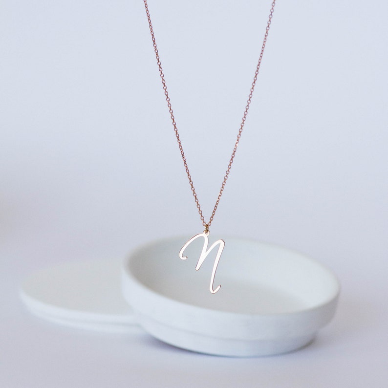 Gift for Her SN0090 Initial Necklace Gold Custom Personalized Letter Monogram Sterling Silver