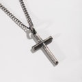 Cross Necklace Men, Oxidized Sterling Silver Christian Pendant, Brutalist Orthodox Cross Jewelry Gift for Him - SN00197