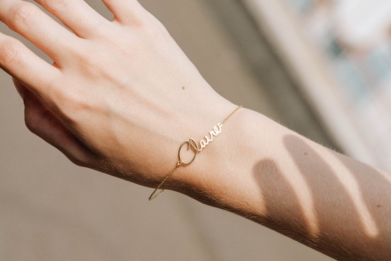 Gold Name Bracelet Custom Personalized Sterling Silver or 14K Etsy