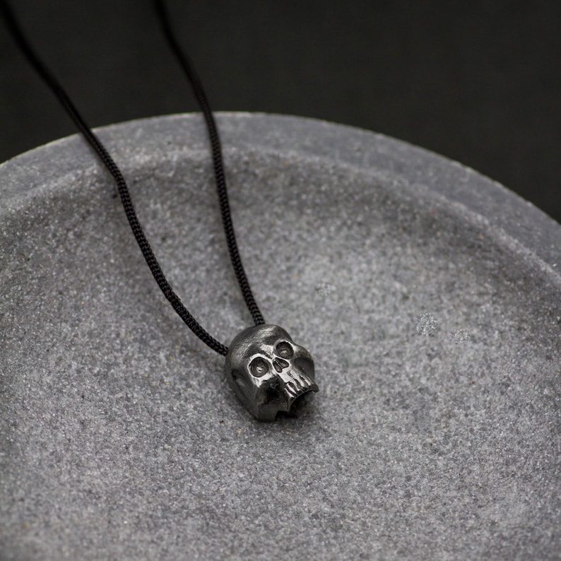 Oxidized Silver 925 Brutalist Skull Jewelry