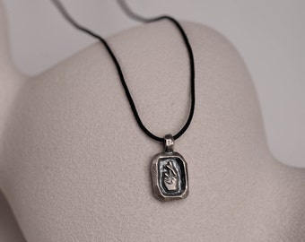 Crossed Fingers Pendant Necklace Oxidized Silver 925 for Men and Women Brutalist - Good Luck Gift for Him Teens - SN00205