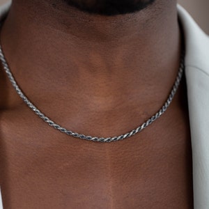 Oxidized silver chain necklace for men