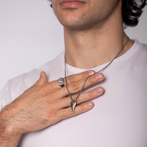 Men Pendant Oxidized Silver Viking Arrow, Brutalist Necklace Unisex, Birthday Gift for Him SN00193 image 3