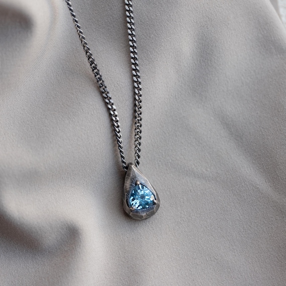 Sterling Silver Citrine or Swiss Blue Topaz Trillion Pendant Sterling Silver Citrine or Swiss Blue Topaz Trillion Pendant