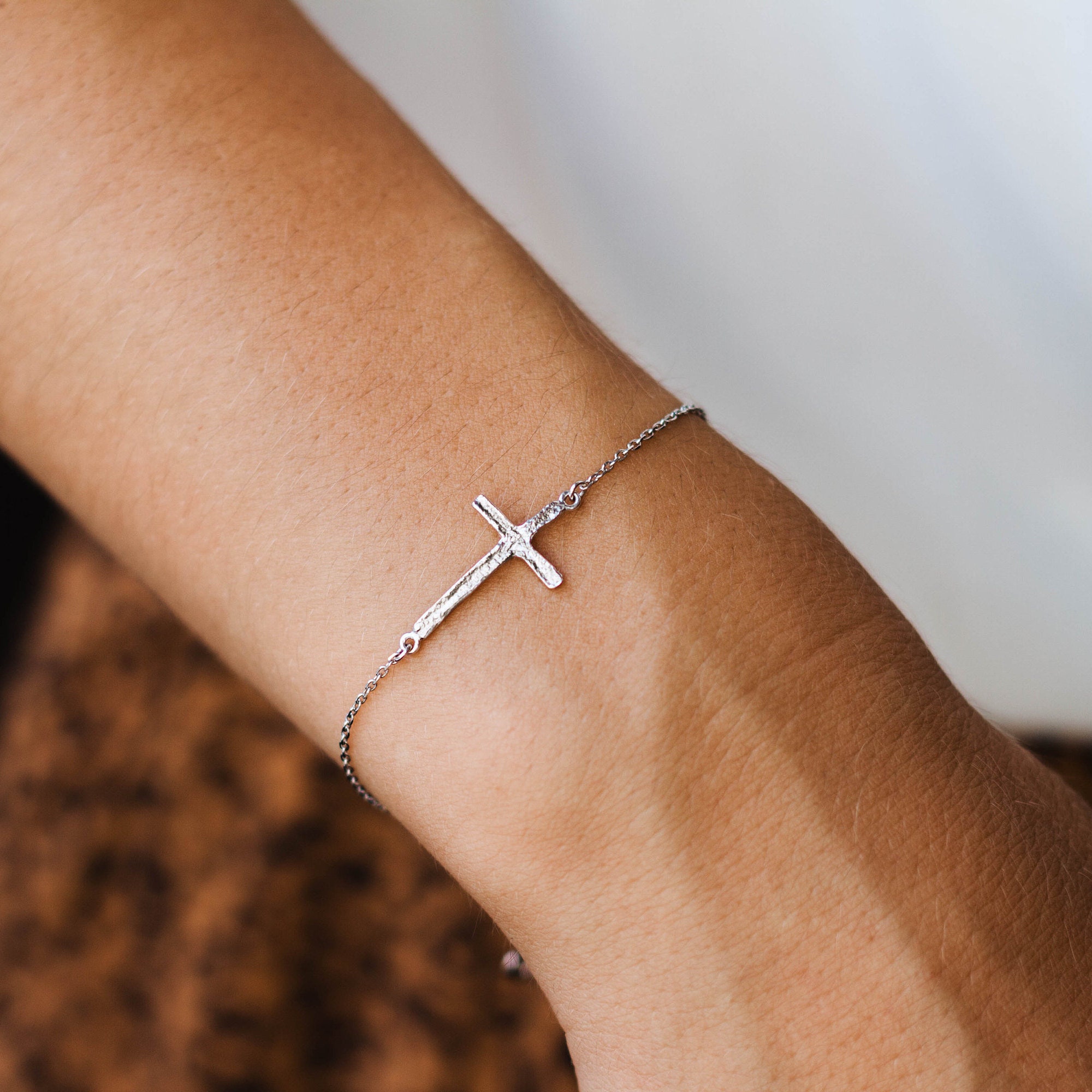 Cross Bracelet 14K Gold for Women Dainty Stacking Religious Etsy