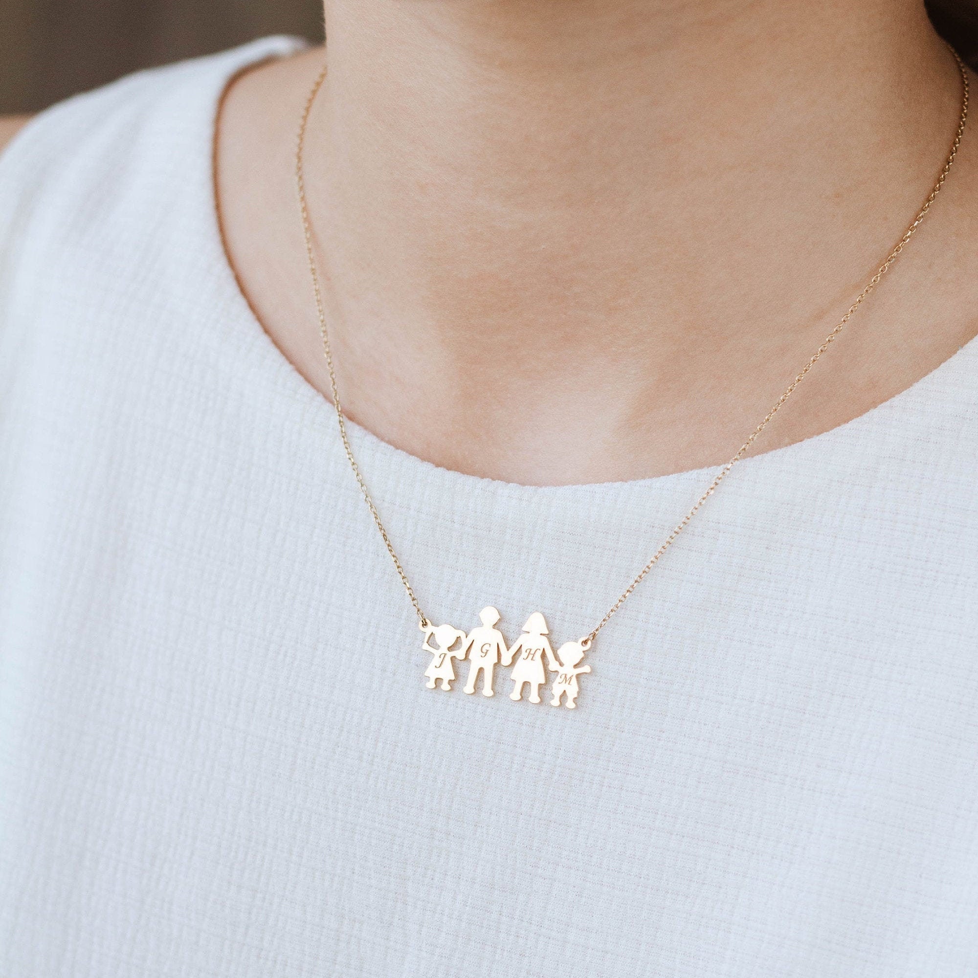Personalized Family Necklace With Initials Sterling Silver - SN00005 - Etsy
