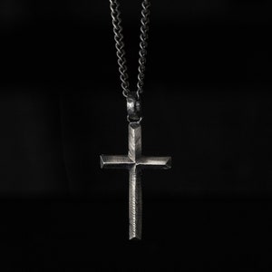 Cross Necklace Men Oxidized Sterling Silver Men Jewelry Cross Pendant Birthday Gift for Boyfriend SN00197 image 6