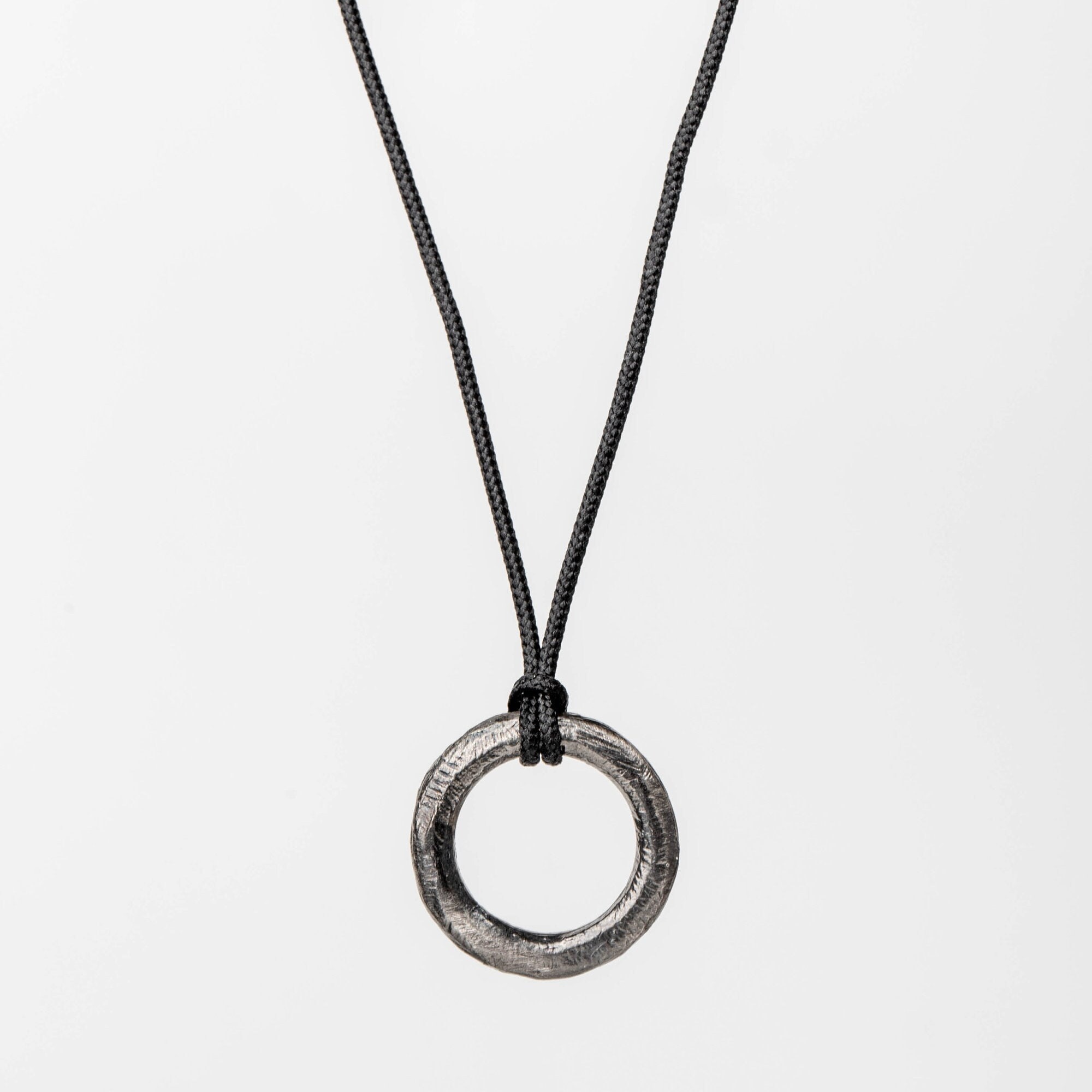 Sterling Silver circle pendant on multi-strand black cotton cord – Jewelry  by Glassando